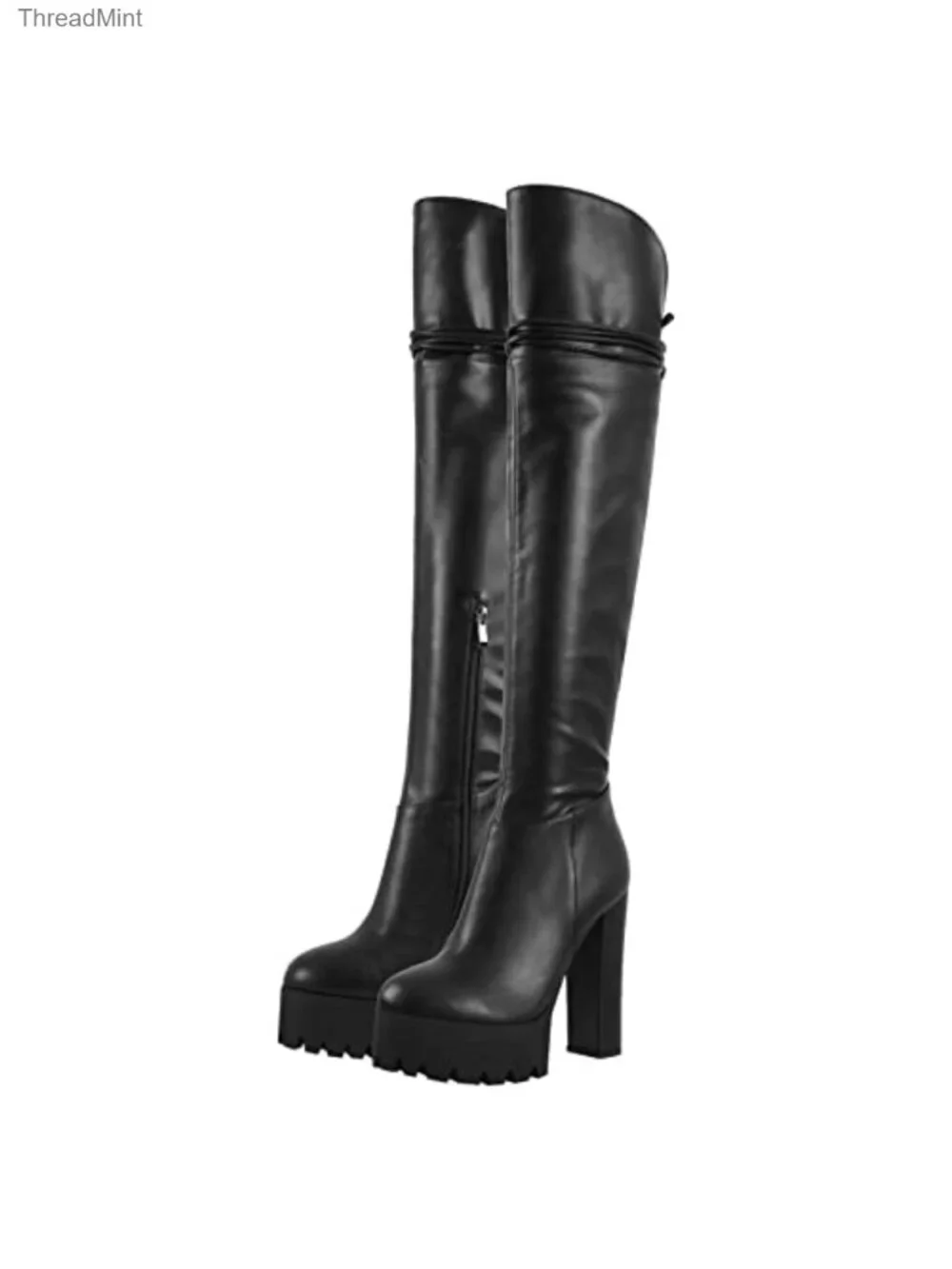 Women's Over the Knee Platform Boots with Straps, High Heel, PU Leather